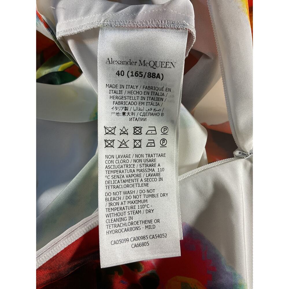 Alexander Mcqueen Gathered White Orchid Print Faille Mini Dress Size IT 40 / US - Picture 6 of 6